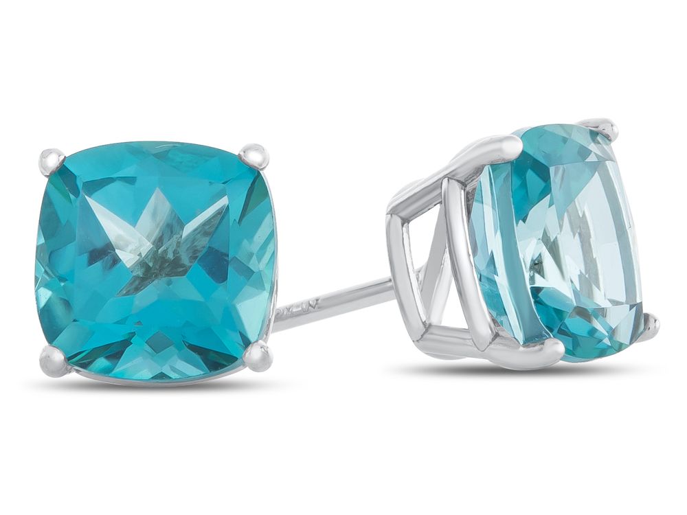 FJC Finejewelers 6x6mm Cushion-Cut Coated Paraiba Topaz Post-With-Friction-Back Stud Earrings