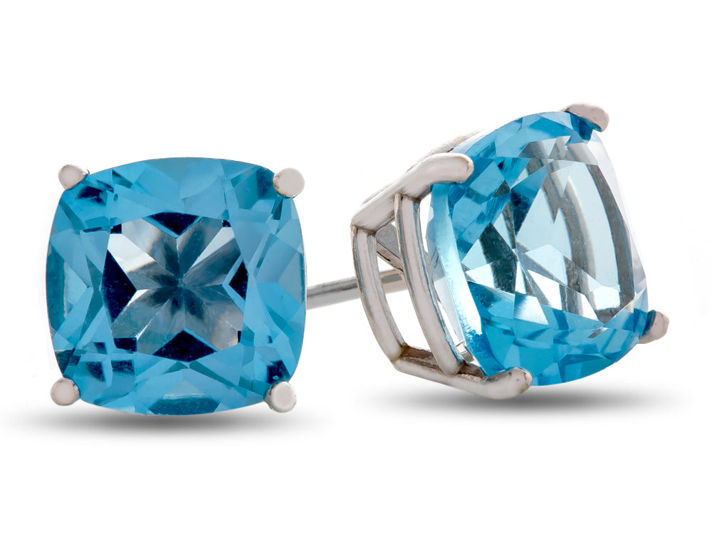 FJC Finejewelers 6x6mm Cushion-Cut Swiss Blue Topaz Post-With-Friction-Back Stud Earrings
