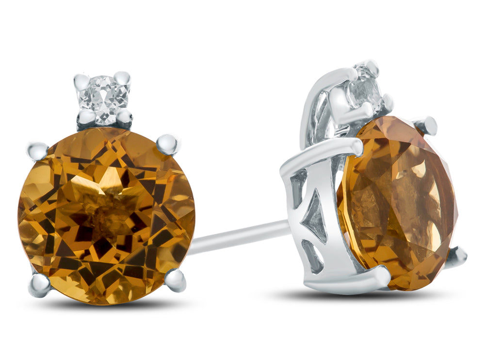 FJC Finejewelers 10k White Gold 7mm Round Citrine with White Topaz Earrings