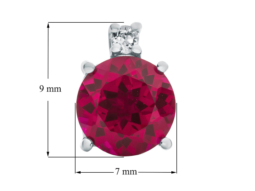FJC Finejewelers 10k White Gold 7mm Round Created Ruby with White Topaz Earrings