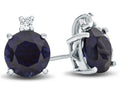 FJC Finejewelers 10k White Gold 7mm Round Created Blue Sapphire with White Topaz Earrings