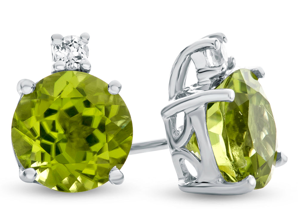 FJC Finejewelers 10k White Gold 7mm Round Peridot with White Topaz Earrings