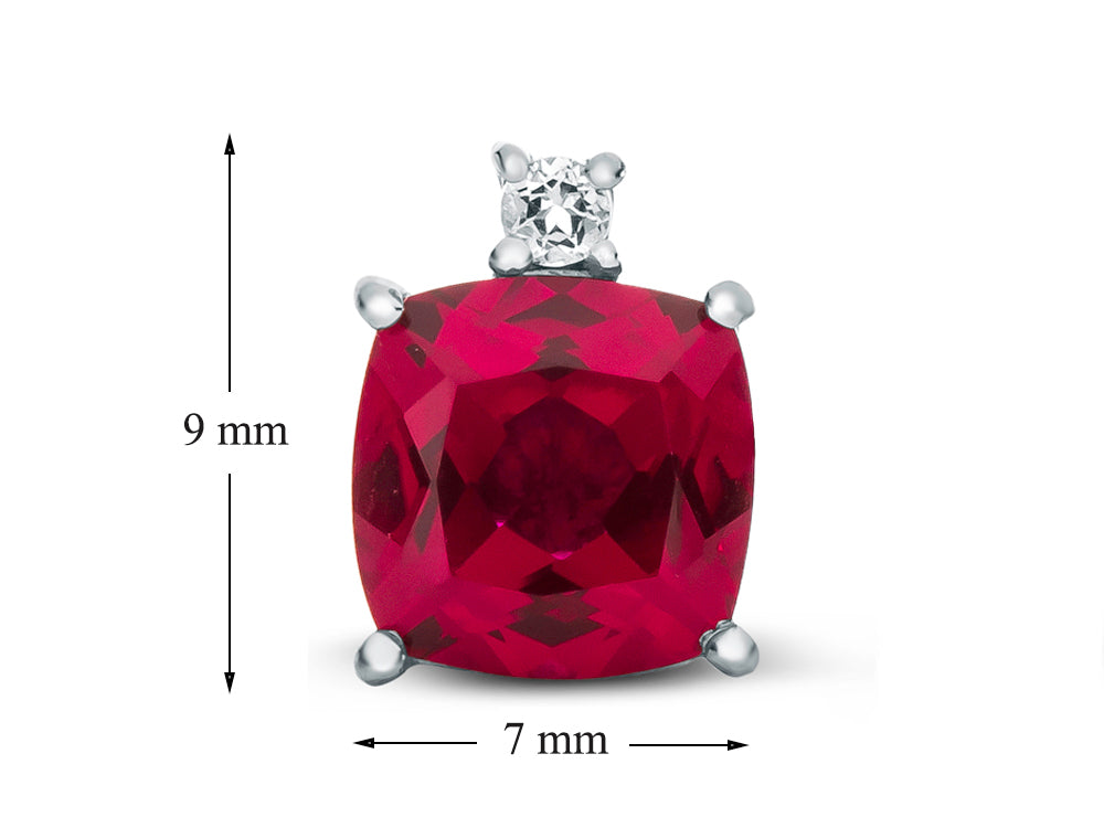 FJC Finejewelers 10k White Gold 7mm Cushion-Cut Created Ruby with White Topaz Earrings