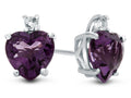 FJC Finejewelers 10k White Gold 7mm Heart Shaped Amethyst with White Topaz Earrings