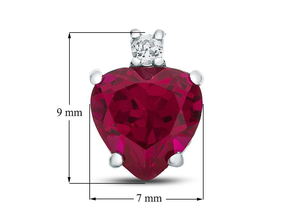 FJC Finejewelers 10k White Gold 7mm Heart Shaped Created Ruby with White Topaz Earrings