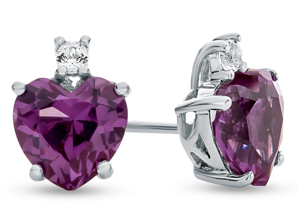 FJC Finejewelers 10k White Gold 7mm Heart Shaped Simulated Alexandrite with White Topaz Earrings