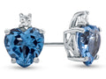 FJC Finejewelers 10k White Gold 7mm Heart Shaped Simulated Aquamarine with White Topaz Earrings