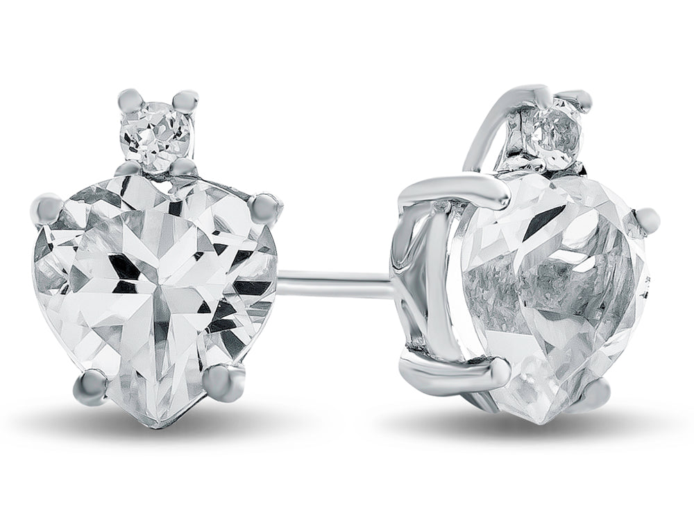 FJC Finejewelers 10k White Gold 7mm Heart Shaped White Topaz Earrings