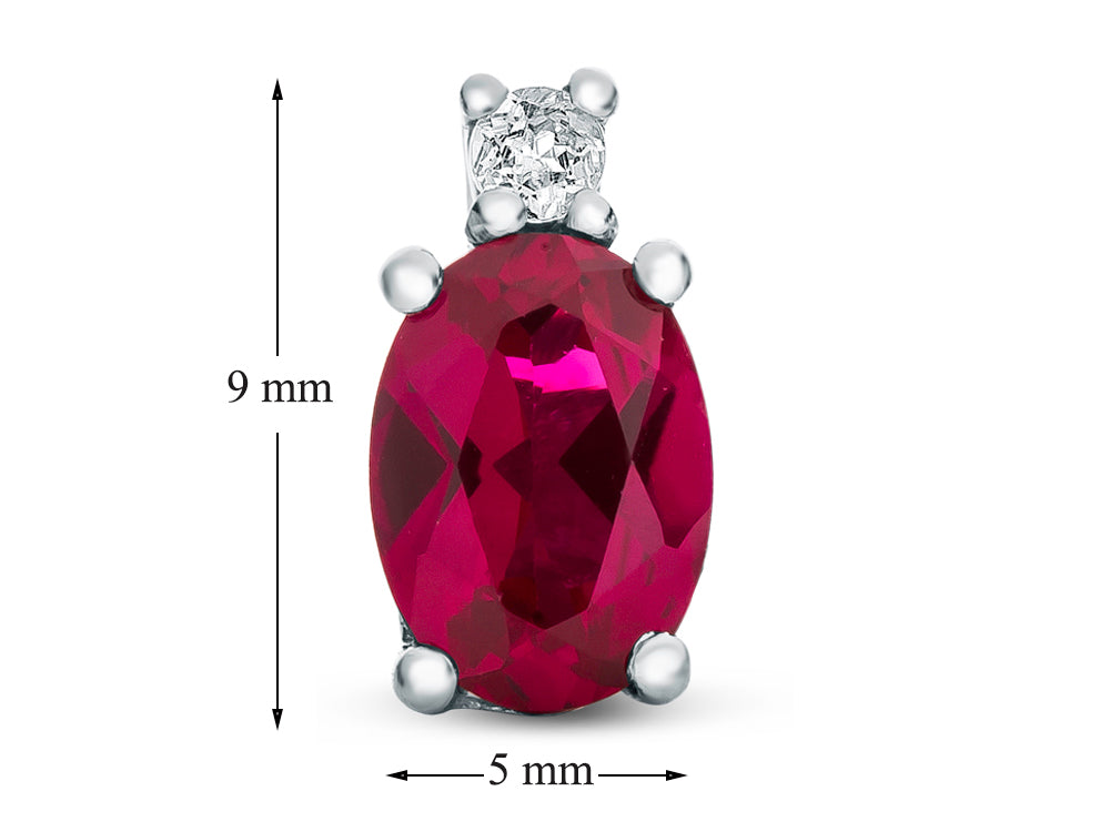 FJC Finejewelers 10k White Gold 7x5mm Oval Created Ruby with White Topaz Earrings