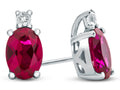 FJC Finejewelers 10k White Gold 7x5mm Oval Created Ruby with White Topaz Earrings