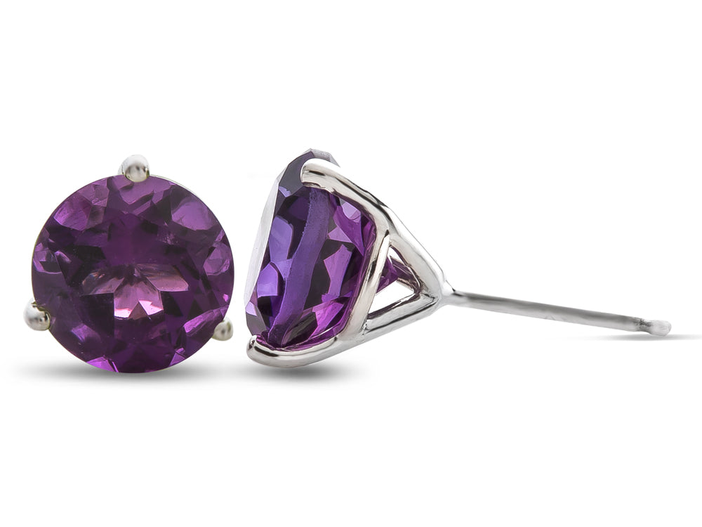 FJC Finejewelers 10k White Gold 3-Pronged Martini 7mm Round Amethyst Stud Earrings