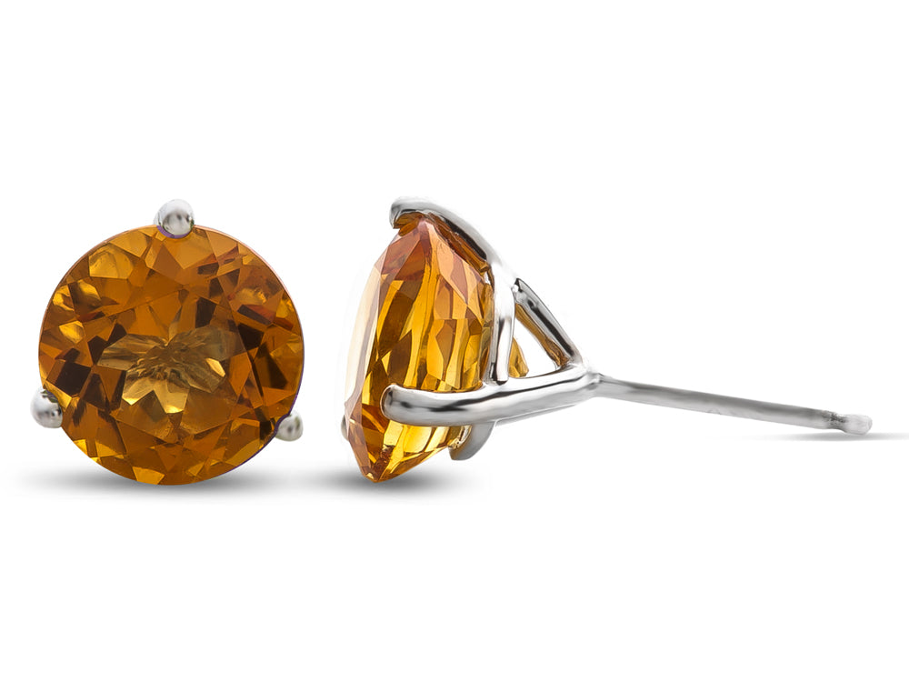 FJC Finejewelers 10k White Gold 3-Pronged Martini 7mm Round Citrine Stud Earrings