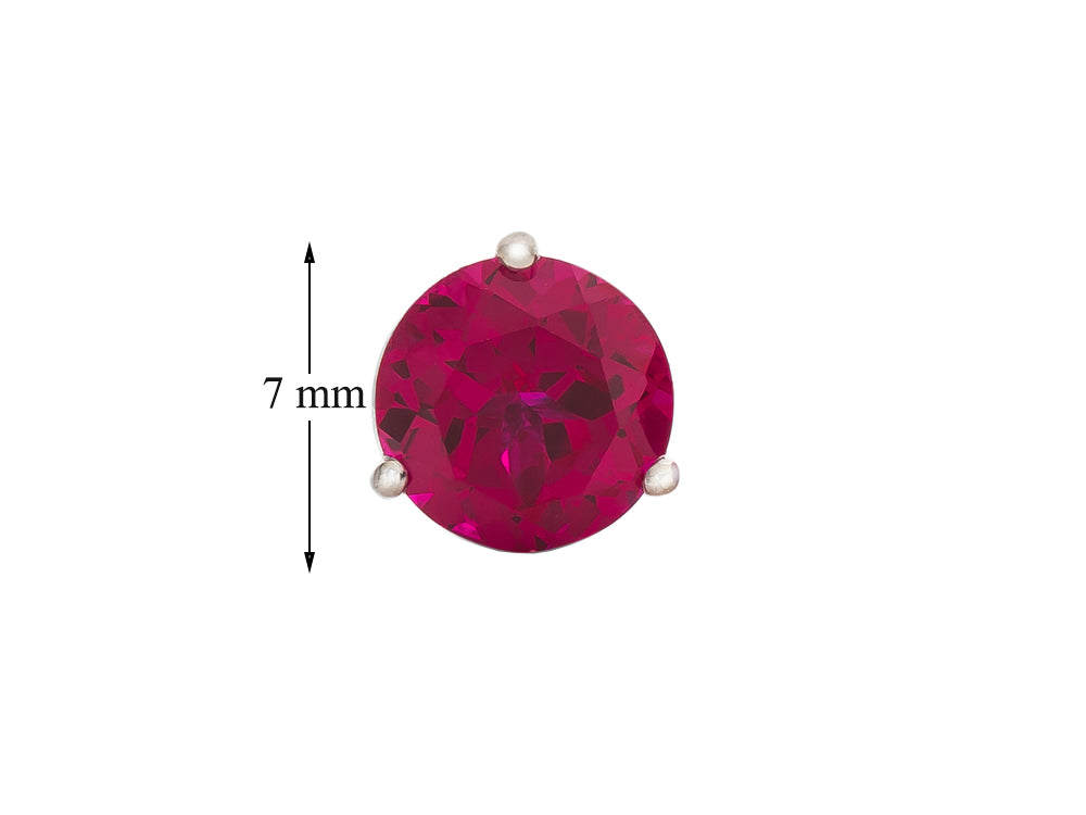 FJC Finejewelers 10k White Gold 3-Pronged Martini 7mm Round Created Ruby Stud Earrings