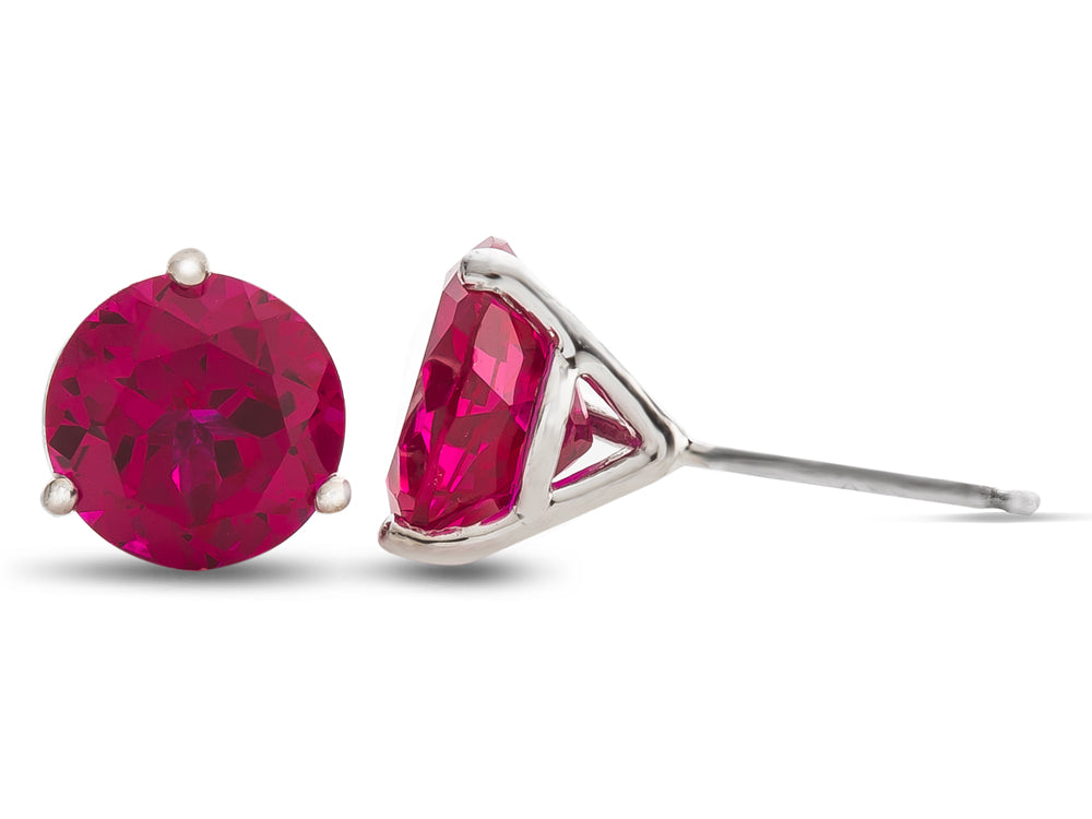 FJC Finejewelers 10k White Gold 3-Pronged Martini 7mm Round Created Ruby Stud Earrings