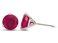 FJC Finejewelers 10k White Gold 3-Pronged Martini 7mm Round Created Ruby Stud Earrings