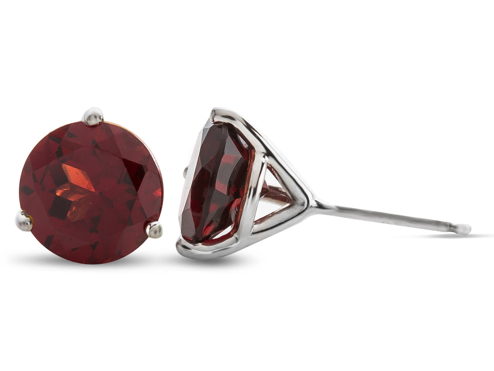 FJC Finejewelers 10k White Gold 3-Pronged Martini 7mm Round Garnet Stud Earrings