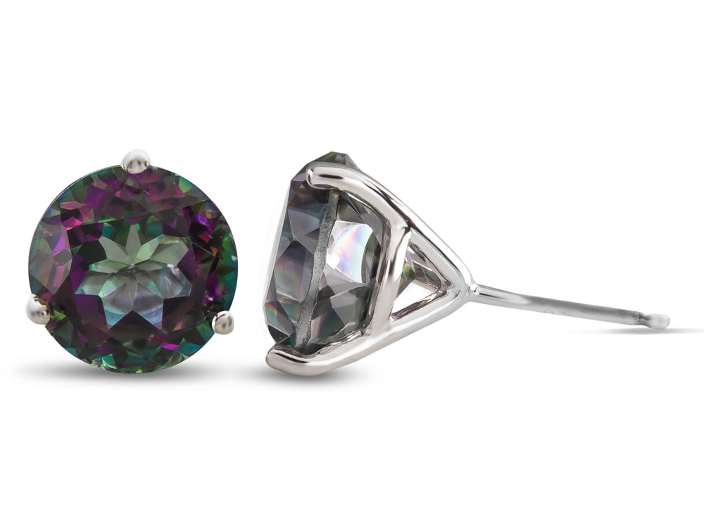 FJC Finejewelers 10k White Gold 3-Pronged Martini 7mm Round Mystic Topaz Stud Earrings