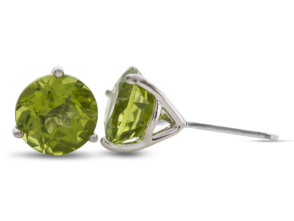 FJC Finejewelers 10k White Gold 3-Pronged Martini 7mm Round Peridot Stud Earrings