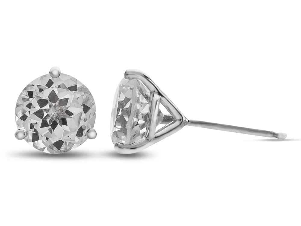 FJC Finejewelers 10k White Gold 3-Pronged Martini 7mm Round White Topaz Stud Earrings