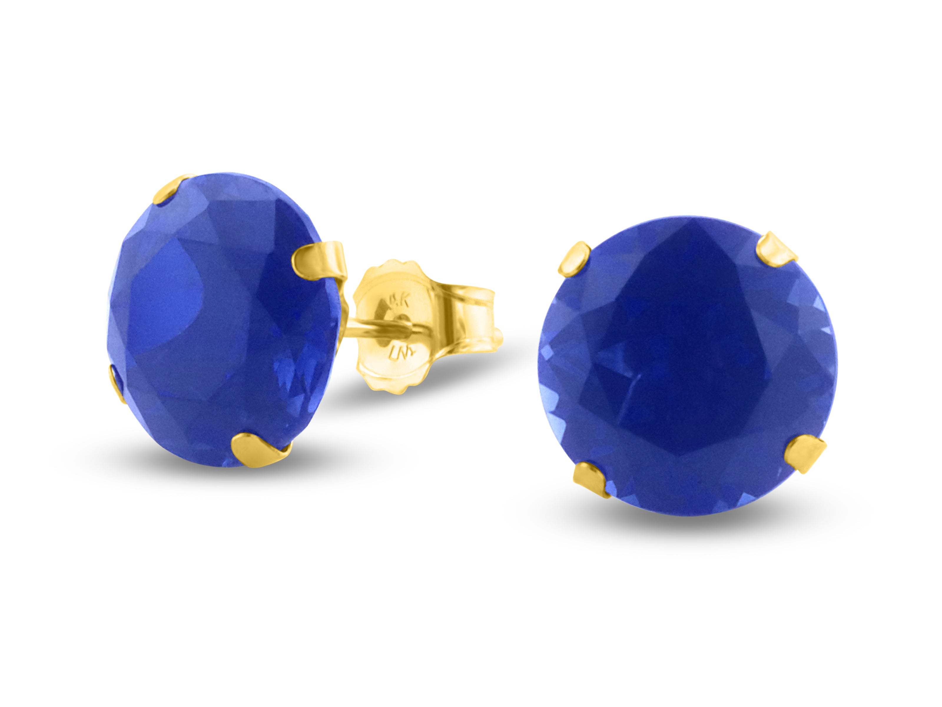 FJC Finejewelers 10k Yellow Gold 8.00 cttw 10mm Round Created Blue Sapphire Stud Earrings