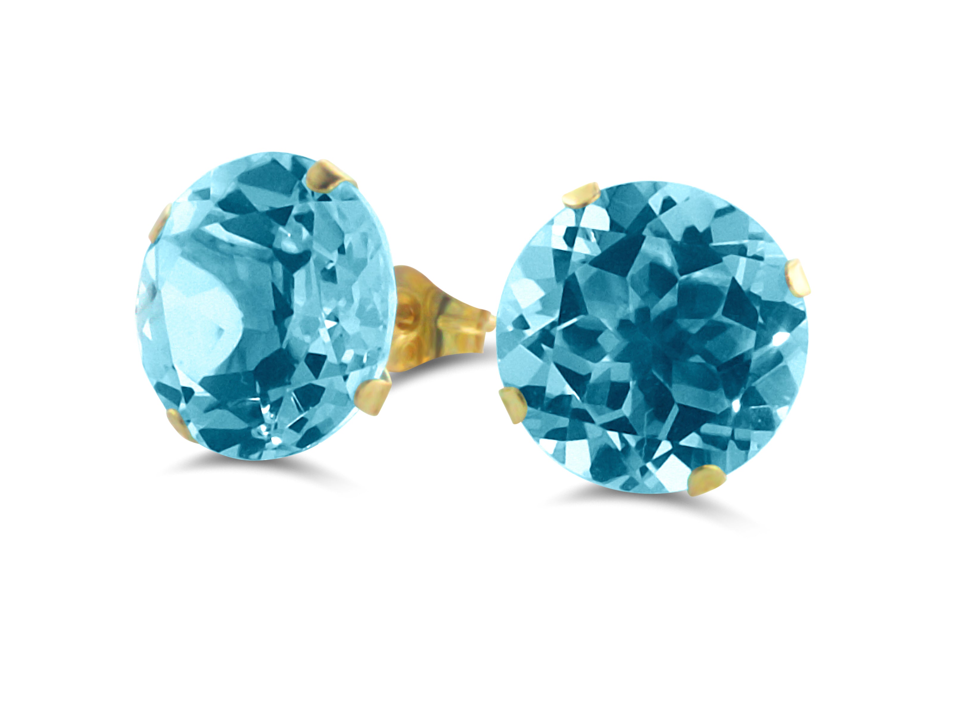 FJC Finejewelers 10k Yellow Gold 8.00 cttw 10mm Round Sky Blue Topaz Stud Earrings