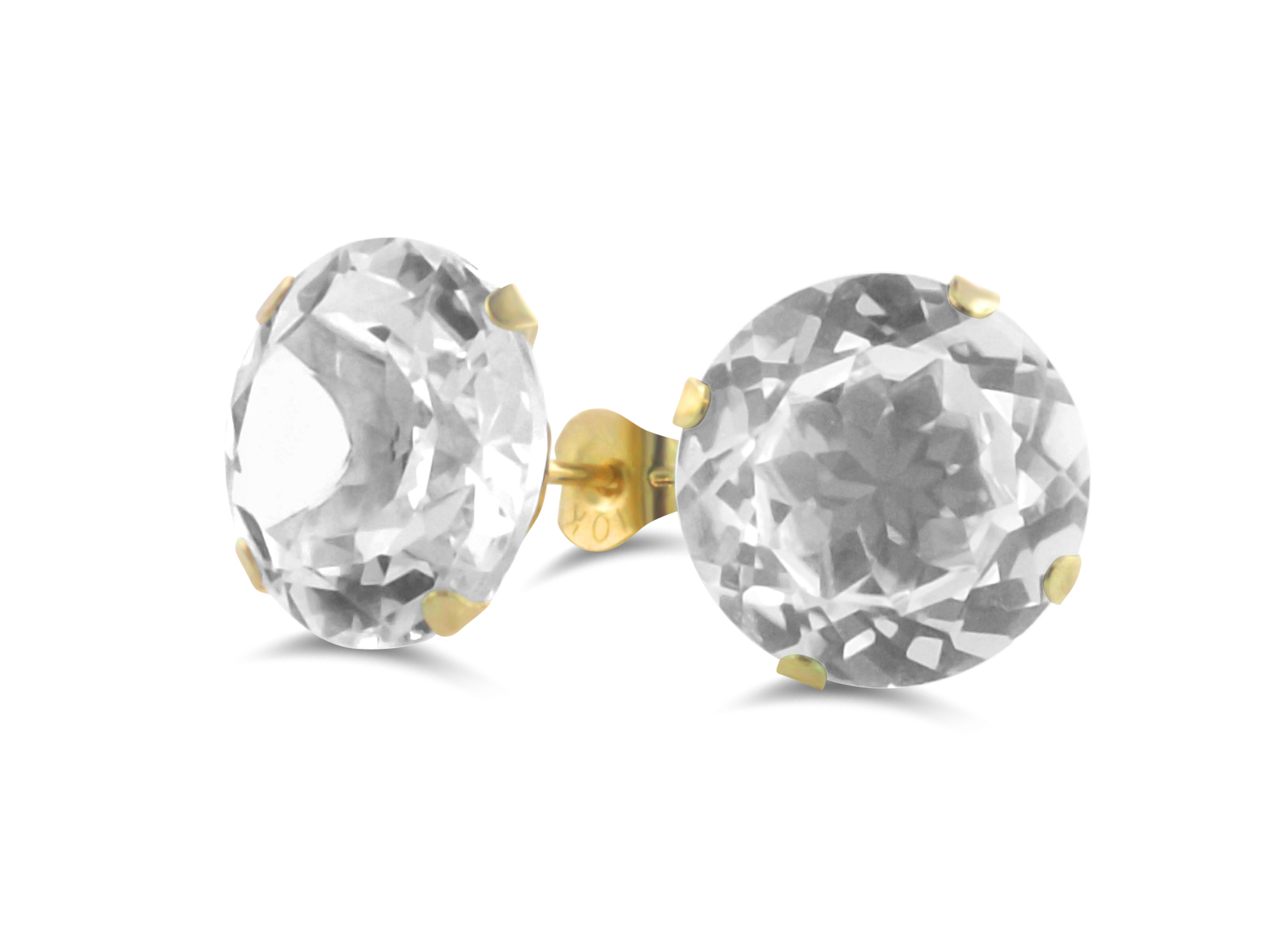 FJC Finejewelers 10k Yellow Gold 8.00 cttw 10mm Round White Topaz Stud Earrings