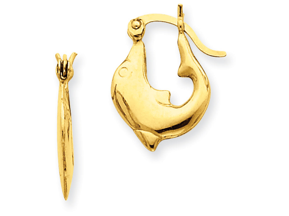 FJC Finejewelers 14k Yellow Gold Polished Dolphin Hoop Earrings