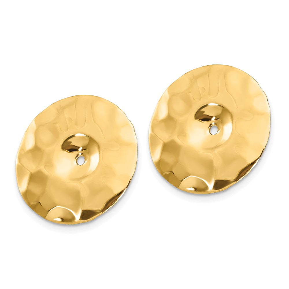 FJC Finejewelers 14k Yellow Gold Polished Hammered Disc Earring Jackets