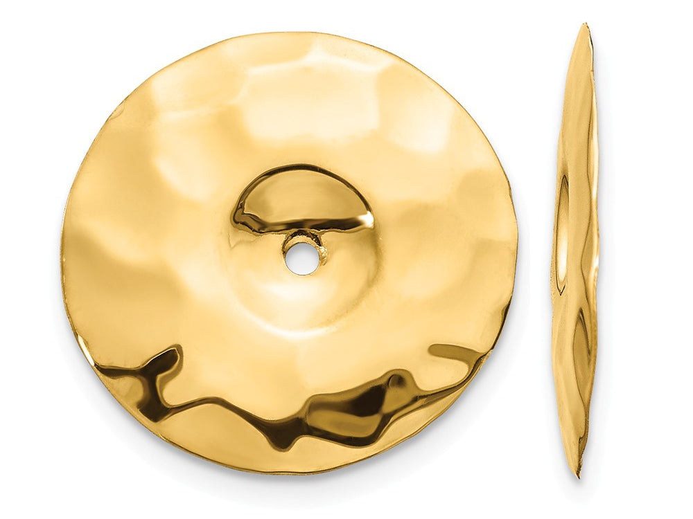 FJC Finejewelers 14k Yellow Gold Polished Hammered Disc Earring Jackets