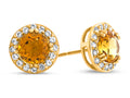 FJC Finejewelers 10k Yellow Gold 6mm Round Citrine with White Topaz accent stones Halo Earrings
