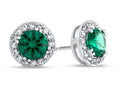 FJC Finejewelers 10k White Gold 6mm Round Simulated Emerald with White Topaz accent stones Halo Earrings