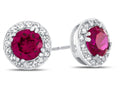 FJC Finejewelers 10k White Gold 6mm Round Created Ruby with White Topaz accent stones Halo Earrings