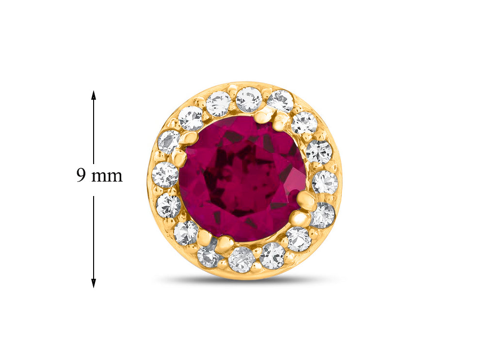 FJC Finejewelers 10k Yellow Gold 6mm Round Created Ruby with White Topaz accent stones Halo Earrings