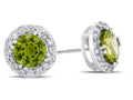 FJC Finejewelers 10k White Gold 6mm Round Peridot with White Topaz accent stones Halo Earrings