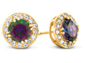 FJC Finejewelers 14k Yellow Gold 6mm Round Mystic Topaz with White Topaz accent stones Halo Earrings