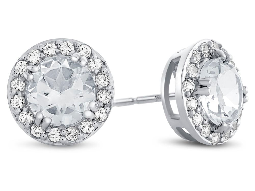 FJC Finejewelers 14k White Gold 6mm Round White Topaz with White Topaz accent stones Halo Earrings