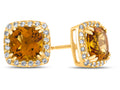 FJC Finejewelers 14k Yellow Gold 6mm Cushion-Cut Citrine with White Topaz accent stones Halo Earrings