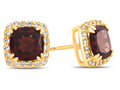 FJC Finejewelers 14k Yellow Gold 6mm Cushion-Cut Garnet with White Topaz accent stones Halo Earrings