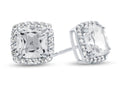FJC Finejewelers 10k White Gold 6mm Cushion-Cut White Topaz with White Topaz accent stones Halo Earrings
