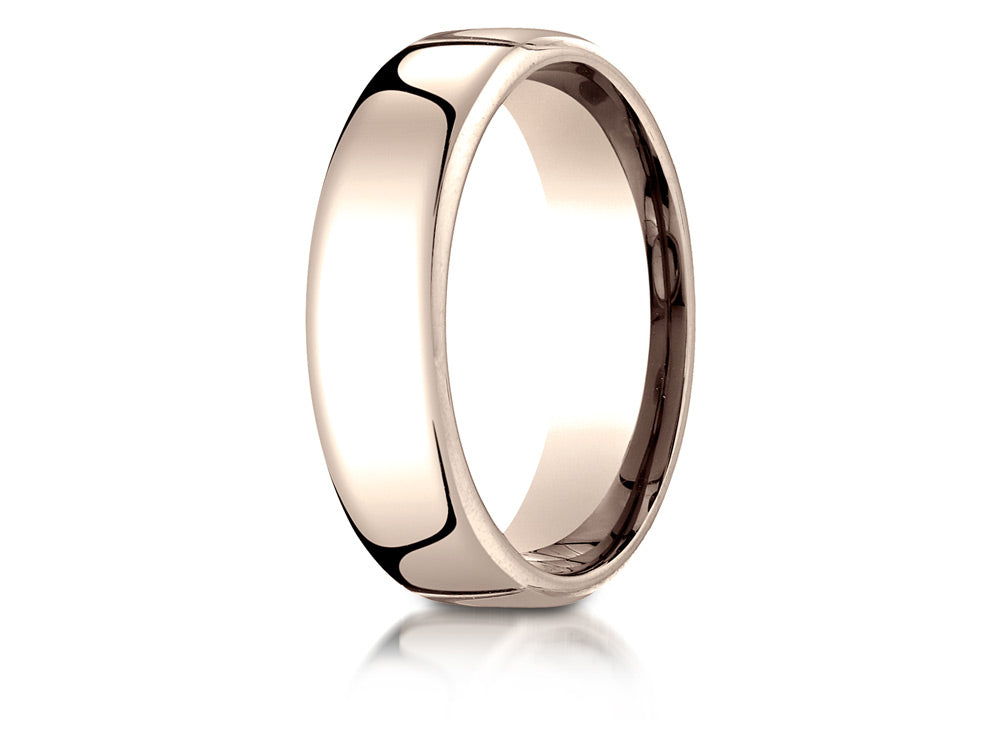 Benchmark 14k Rose Gold 6.5mm European Comfort-fit Wedding Band / Ring
