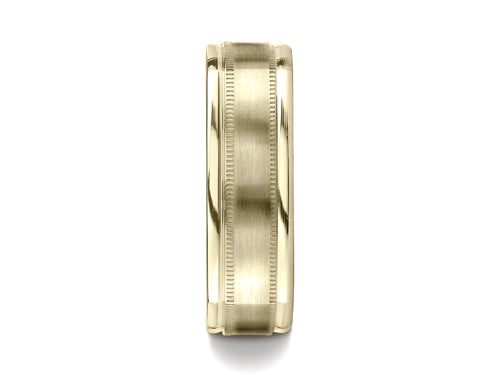 Benchmark 7mm Comfort-fit Satin-finished With Milgrain Four-sided Carved Design Wedding Band Ring