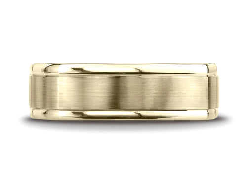Benchmark 7mm Comfort-fit Satin-finished Four-sided Carved Design Wedding Band Ring