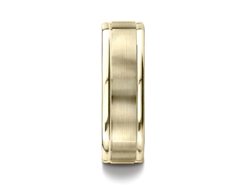 Benchmark 7mm Comfort-fit Satin-finished Four-sided Carved Design Wedding Band Ring