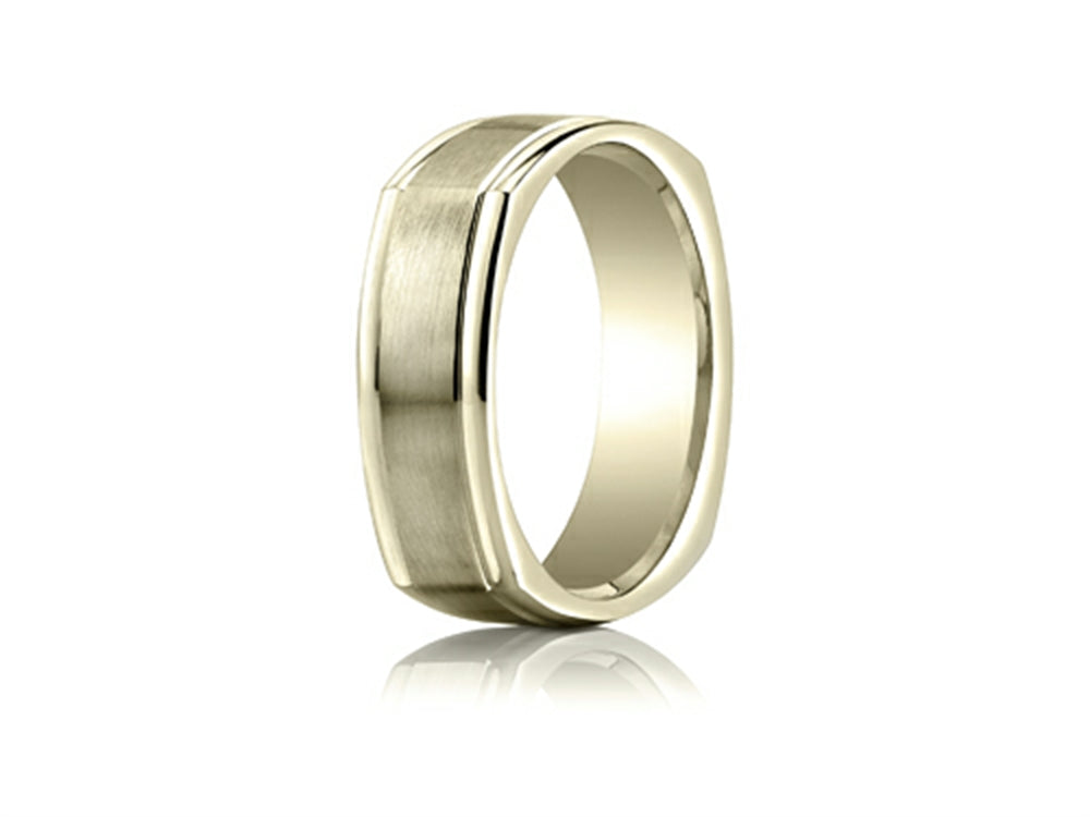 Benchmark 7mm Comfort-fit Satin-finished Four-sided Carved Design Wedding Band Ring