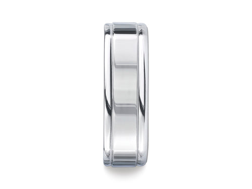 Benchmark 7mm Comfort-fit High Polished Four-sided Carved Design Wedding Band Ring