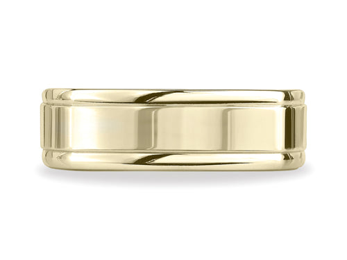 Benchmark 7mm Comfort-fit High Polished Four-sided Carved Design Wedding Band Ring