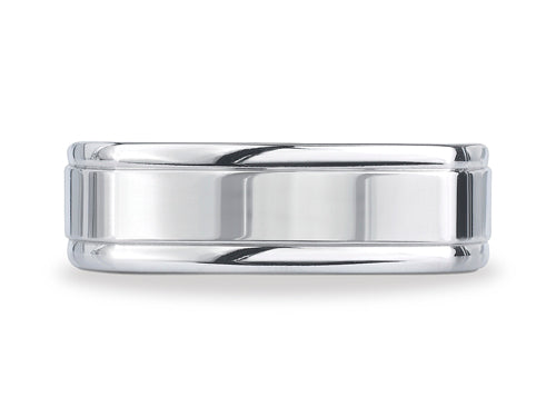 Benchmark 7mm Comfort-fit High Polished Four-sided Carved Design Wedding Band Ring