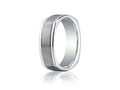 Benchmark 7mm Comfort-fit Satin-finished Parallel Center Cuts Four-sided Carved Design Wedding Band Ring