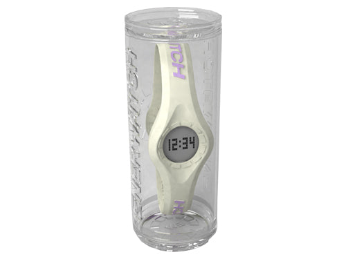 Enerwatch by Pixelmoda Power Silicone Watch White With Violet Letters Large Size