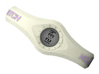 Enerwatch by Pixelmoda Power Silicone Watch White With Violet Letters Large Size